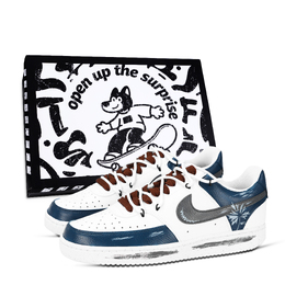 Nike Кроссовки для скейтборда Court Borough Fallen Leaves Shrub, устойчивые к истиранию, низкие, унисекс, синие, серые, коричневые, белые dh2987-101（team-883落叶灌木黑鞋盒） | blue gray brown white