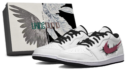 Jordan Баскетбольные кроссовки Air 1 Balanced Lightweight Low Top Vintage унисекс, белые, красные 553558-132（team1117火星风暴-box） | white