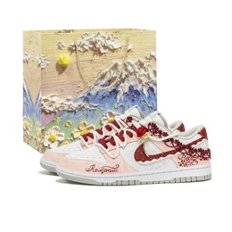 Nike Кроссовки для скейтбординга Dunk Rhapsody, Romance, износостойкие, розовые, унисекс hf5441-105(team1210-罗曼史礼袋款） | pink shopping bag