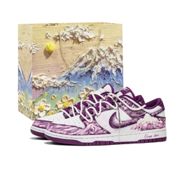 Nike Кроссовки для скейтбординга Dunk Fantasia, Under The Mount Fuji, износостойкие, низкие, унисекс, фиолетовые dv0833-107(team1210-富士山下礼袋款） | purple