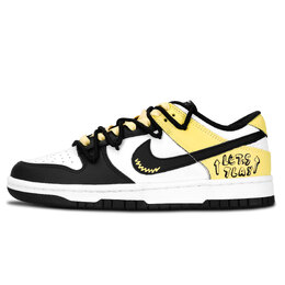 Nike Кроссовки для скейтбординга Dunk Black White, Cool Play Trail, износостойкие, низкие, унисекс, желтые, белые, черные dd1391-100（team883-酷玩游迹） | yellow white black