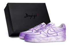 Nike Кроссовки Air Force 1 811 Manufacture Aurora Galaxy Purple, нескользящие, низкие, для скейтбординга, унисекс, белые, фиолетовые cw2288-111(team80-男女极光星河紫sbox) | white purple