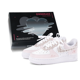 Nike Износостойкие и легкие низкие кроссовки для скейтбординга Air Force 1 женские розовые белые dd8959-100(team拾柒-女款低帮捣蛋栗子板鞋) | pink white