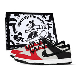 Nike Кроссовки для скейтбординга Dunk Two Tone Dazzling Shadow с антискользящим покрытием, износостойкие, унисекс, черные, красные, серые hf5441-100（team971-双色炫影黑鞋盒） | black red gray