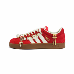 Adidas Кроссовки для скейтбординга Vl Court Classic Joyful Bead Stroll, устойчивые к истиранию, низкие, унисекс, красные, белые kk3774(team633-喜珠漫行） | red white