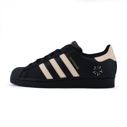 Adidas Низкие, износостойкие, противоскользящие кроссовки для скейтбординга SUPERSTAR, унисекс, черно-бежевые eg4959（team448-卡其色烟花） | black beige