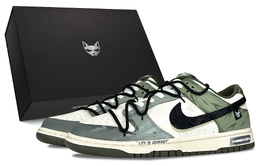 Nike Кроссовки для скейтбординга Dunk унисекс, низкие, белые/черные/зеленые hf5441-102(team79-竹影行s-box) | bamboo leaf green (black box)