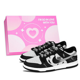 Nike Кроссовки для скейтбординга Dunk Black White, Flash Cloud Shadow, устойчивые к истиранию, низкие, унисекс, черные, серые dd1391-100（team883-闪云酷影粉鞋盒） | black gray