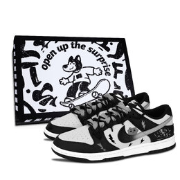 Nike Кроссовки для скейтбординга Dunk Black White, Flash Cloud Shadow, устойчивые к истиранию, низкие, унисекс, черные, серые dd1391-100（team883-闪云酷影黑鞋盒） | gray