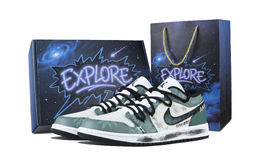 Jordan Кроссовки Air 1 Battle Scarred Leaf Campaign, устойчивые к истиранию, низкие, для скейтбординга, унисекс, зеленые dc0774-101（team1171-战痕叶征-礼盒） | green