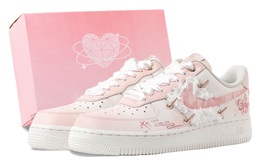 Nike Кроссовки для скейтбординга Air Force 1 Rose Love Box, износостойкие, женские, белые, розовые fv3654-111（team144-玫瑰之恋） | white pink (pink box)