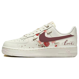 Nike Кроссовки Air Force 1 Butterfly Loves Flower, Fresh Rose, износостойкие, низкие, для скейтбординга, женские, белое золото fv3654-111(team56-鲜花玫瑰) | white gold