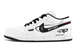 Jordan Баскетбольные кроссовки Air 1 Biker Wind, износостойкие, низкие, винтажные, унисекс, белые 553558-165(team1036-机车风) | white