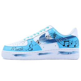 Nike Износостойкие и легкие низкие кроссовки для скейтбординга Air Force 1 унисекс, синие, белые cw2288-111(team779-男女音符跳跃) | blue white