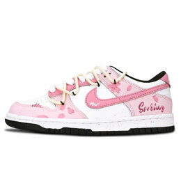 Nike Кроссовки для скейтбординга Dunk Black White, Spring Cherry Blossom, устойчивые к истиранию, унисекс, розовые dd1391-100（team883-春日樱花） | pink