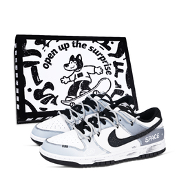 Nike Кроссовки для скейтбординга Dunk Astronaut Black Shoe Box, устойчивые к истиранию, низкие, унисекс, черные, белые, серые hf5441-100（team971-宇航员黑鞋盒） | black white gray