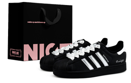 Adidas Женские кроссовки для скейтбординга Superstar 2 с амортизацией, износостойкие, низкие, черные, серебристые ji0079(team644-贝绮少女ld黑) | black silver