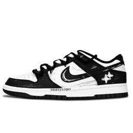 Nike Кроссовки для скейтбординга Dunk Black White, Racing Through The Wind, износостойкие, низкие, унисекс, черные dd1391-100（team883-风驰电掣） | black