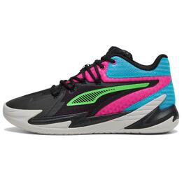 Puma Баскетбольные кроссовки средней высоты с противоскользящим покрытием, унисекс, черные, розовые 311353-01 | black/pink/blue/green