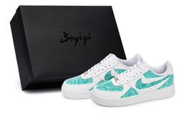 Nike Кроссовки для скейтбординга Air Force 1, унисекс, низкие, белые/Tiffany cw2288-111(team80-男女蓝纹腰果s-box) | white green