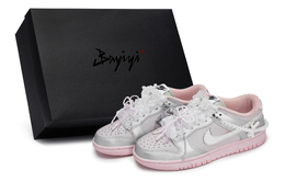 Nike Кроссовки для скейтбординга Dunk, женские, низкие, серые/розовые/серебристые hm3698-006(team80-女款糖霜莓莓s-box) | gray pink silver