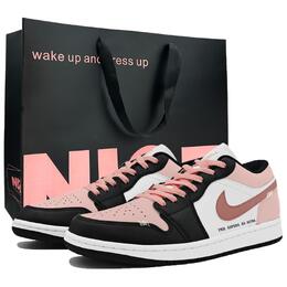 Jordan Баскетбольные кроссовки Air 1 Vintage, унисекс, низкие, розовые/белые/черные 553558-165（team1020-富士樱粉s-box） | pink (black pink shopping bag)