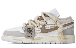 Jordan Баскетбольные кроссовки Air 1 Low Low Vintage GS, белые, серые, коричневые fb9139-002(team拾柒-女款低帮净土球鞋白灰棕) | white green