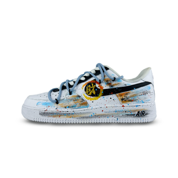 Nike Кроссовки Air Force 1 Wealthy Graffiti, износостойкие, низкие, для скейтбординга, унисекс, белые cw2288-111（team1249-財运涂鸦） | white