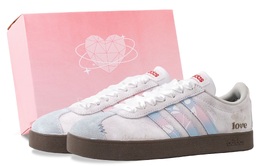 Adidas Низкие немецкие армейские кроссовки VL COURT 2.0 цвета морской соли и розы, унисекс, белые, синие js3003（team144-海盐玫瑰） | white blue (pink box)