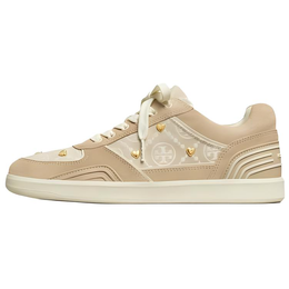 Tory Burch Низкие женские кроссовки для скейтбординга T Monogram бежевого цвета 162281-250 | shoe box included