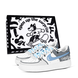 Nike Кроссовки Air Force 1 Cerulean Denim, устойчивые к истиранию, низкие, для скейтбординга, унисекс, сине-серо-белые dd8959-100（team883-蔚蓝牛仔黑鞋盒） | blue gray white