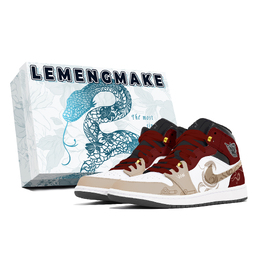 Jordan Баскетбольные кроссовки Air 1 Joy Lemon, износостойкие, винтажные, среднего размера, красные, унисекс dq8426-001(team399-洪福祥蛇s-box) | red
