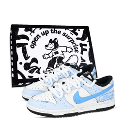 Nike Кроссовки для скейтбординга Dunk Stop At Front, устойчивые к истиранию, низкие, унисекс, синие, белые hf5441-100（team971-止步于前鞋盒） | blue white