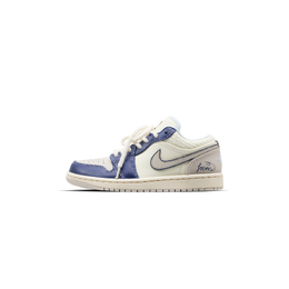 Jordan Баскетбольные кроссовки Air 1 Low Maillard в винтажном стиле, окрашенные в синий цвет, Nihonbashite, унисекс, бежевый, белый, синий hq3440-101（team81-男女款染蓝涅皁） | beige white blue