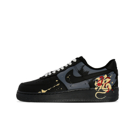 Nike Кроссовки Air Force 1 с низким верхом, устойчивые к истиранию и скольжению, унисекс, черные, золотистые, красные cw2288-001(team577-笔走龙蛇) | black gold red