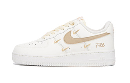 Nike Кроссовки для скейтбординга Air Force 1 с противоскользящим покрытием, износостойкие, женские, белое золото fv3654-111(team拾伍-女款黑粉) | white gold