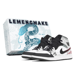 Jordan 1. Износостойкие и легкие винтажные баскетбольные кроссовки среднего размера, белые, унисекс dq8426-001(team778-祥云送福s-box) | white