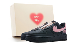 Nike Кроссовки для скейтбординга Air Force 1 с противоскользящим износостойким верхом, унисекс, черно-розовые cw2288-001(team44-心动条形码) | custom black pink