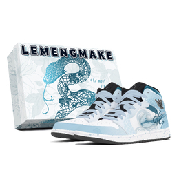 Jordan 1. Износостойкие и нескользящие винтажные баскетбольные кроссовки Joy Lemon среднего размера, синие, унисекс dq8426-001(team778-青蛇贺喜s-box) | blue