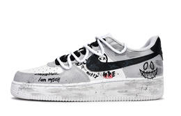 Nike Кроссовки для скейтбординга Air Force 1 с противоскользящим износостойким верхом, унисекс, черные, белые, серые cw2288-111(team171-男女同款情绪涂鸦) | black white gray