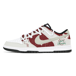 Nike Кроссовки для скейтбординга Dunk с низким верхом, устойчивые к истиранию, унисекс, белые, красные dd1391-100(team778-圣诞烟火) | white red