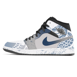 Jordan 1. Износостойкие винтажные баскетбольные кроссовки среднего размера унисекс, синие и белые dq8426-001(team778-蛇翔四海) | blue white
