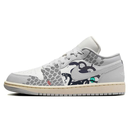 Jordan Баскетбольные кроссовки Air 1 Durable Breathable Low Top Vintage, женские, серо-белые dc0774-103(team10-美杜莎) | gray