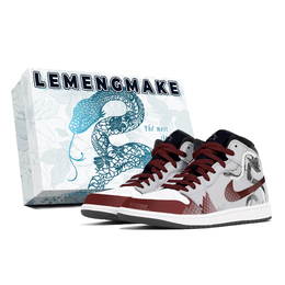 Jordan 1. Баскетбольные кроссовки Joy Lemon, износостойкие и нескользящие, винтажные, среднего размера, унисекс, красные, серые dq8426-001(team778-蛇影破镜s-box) | red gray