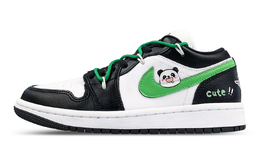 Jordan Женские винтажные кроссовки Air 1 Slip-Resistant Low-Top, цвет: черный, белый, зеленый dc0774-101(team116-熊猫报恩) | white