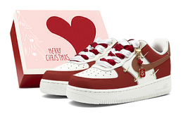 Nike Кроссовки для скейтбординга Air Force 1 Mini Gold с антискользящим покрытием, износостойкие, женские, белые, красные fv3654-111(team88-恭贺新春s-box) | white red