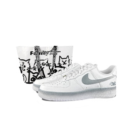 Nike Кроссовки для скейтбординга Air Force 1 Cloud с противоскользящим износостойким верхом, унисекс, серо-белые cw2288-111(team619-云端s-box) | gray white
