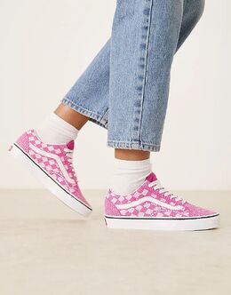 Кроссовки Vans Old Skool EK с вязаным верхом в ярко-розовую клетку 149958156 | pink