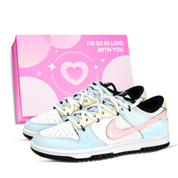Nike Кроссовки для скейтбординга Dunk Low Top унисекс, синие, желтые, розовые dd1391-100（team883-星星环绕鞋盒） | blue yellow pink