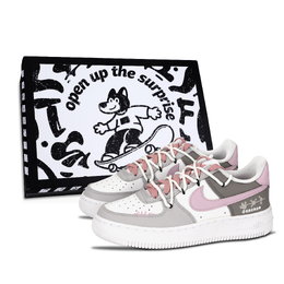 Nike Кроссовки Air Force 1 для скейтбординга, износостойкие, серо-розовые, унисекс dd8959-100（team883- 粉色之城男鞋盒） | gray pink